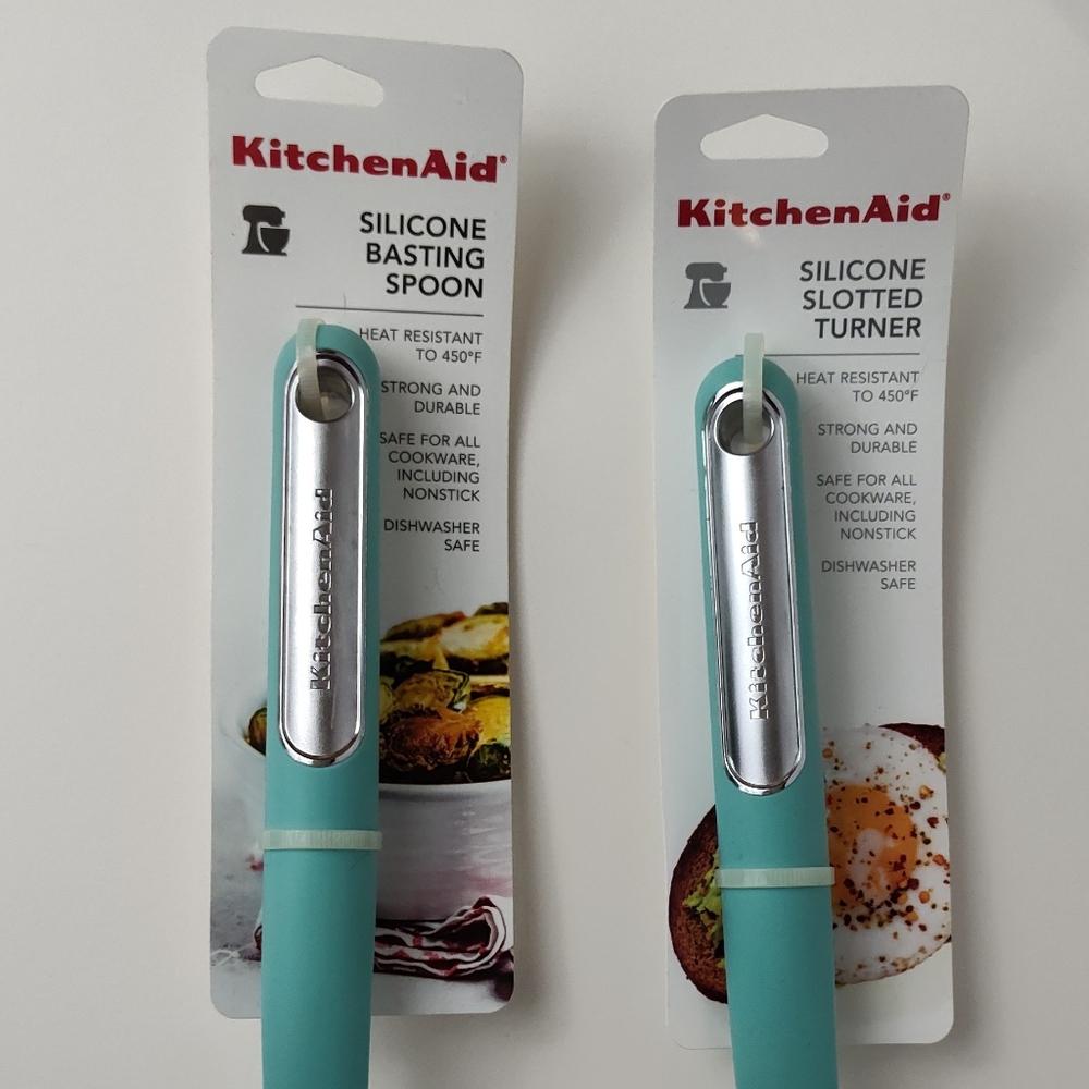 KitchenAid Silicone Aqua Blue Cooking Utensils Bundle - Picture 3 of 4